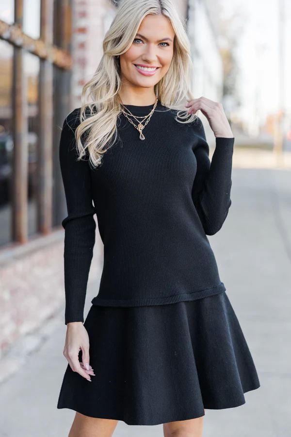Off To The Hamptons Black Sweater Dress