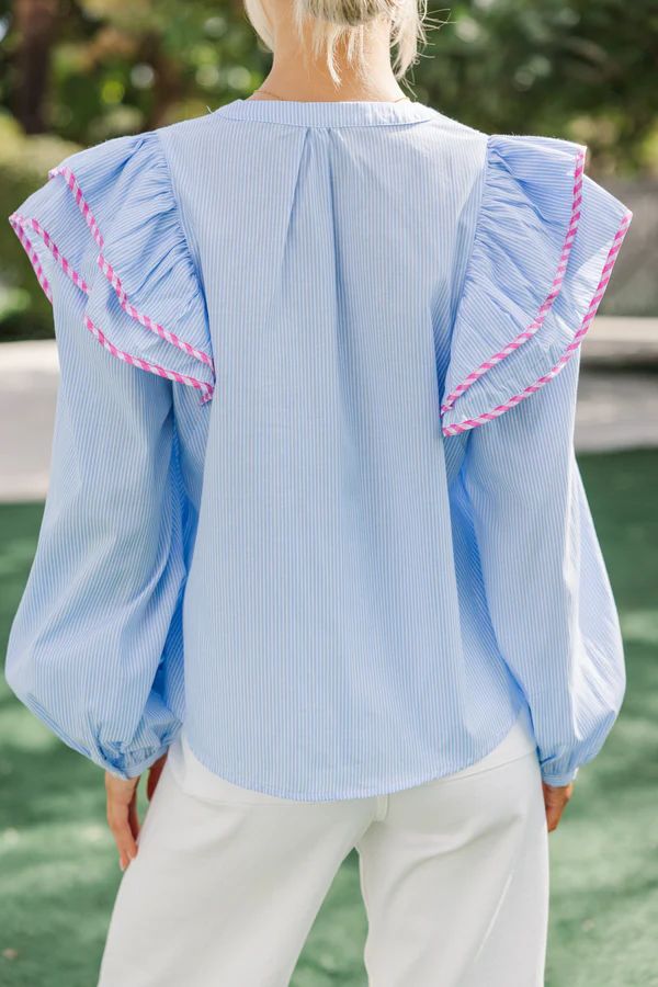 The Rendezvous Light Blue Striped Blouse The Rendezvous Light Blue Striped Blouse