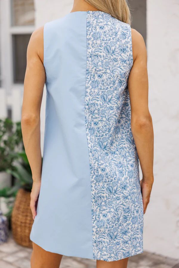 Speak Up Blue Toile Scalloped Dress