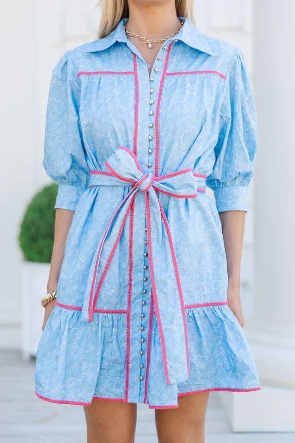 Gather Round Light Blue Toile Dress