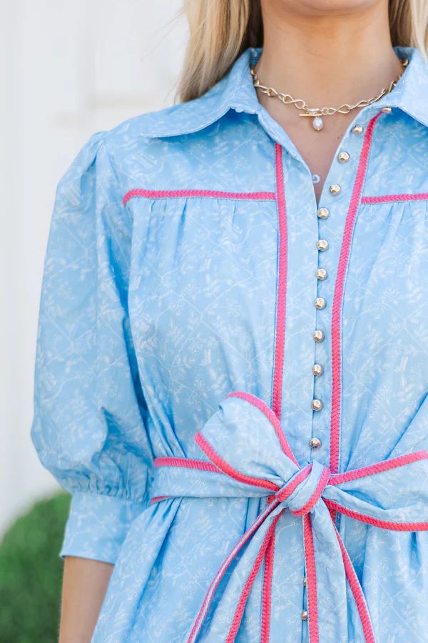 Gather Round Light Blue Toile Dress