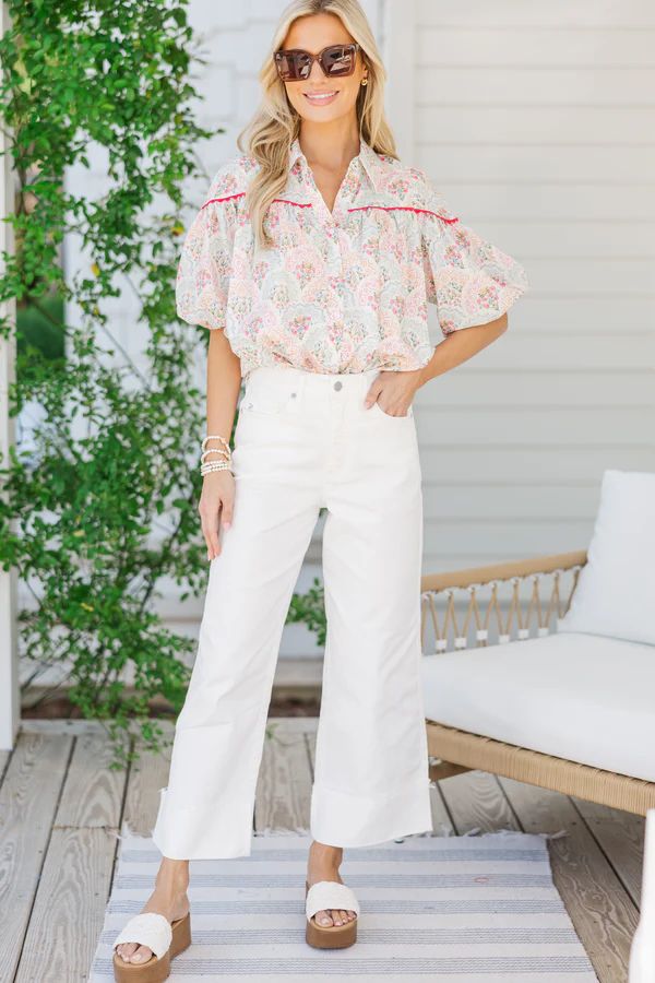 Better Than You Know Pink/Mint Medallion Puff Sleeve Blouse Better Than You Know Pink/Mint Medallion Puff Sleeve Blouse