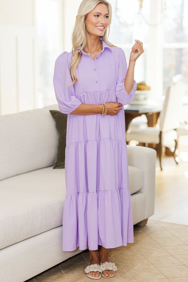 NURSING COLLECTION: Love Found Lavender Tiered Midi Dress