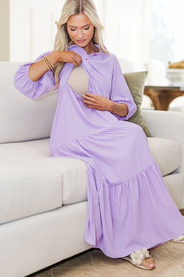 NURSING COLLECTION: Love Found Lavender Tiered Midi Dress