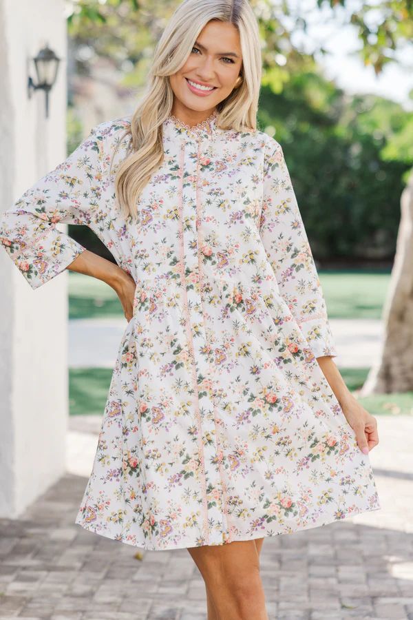 Believe In Yourself Ivory Ditsy Floral Dress