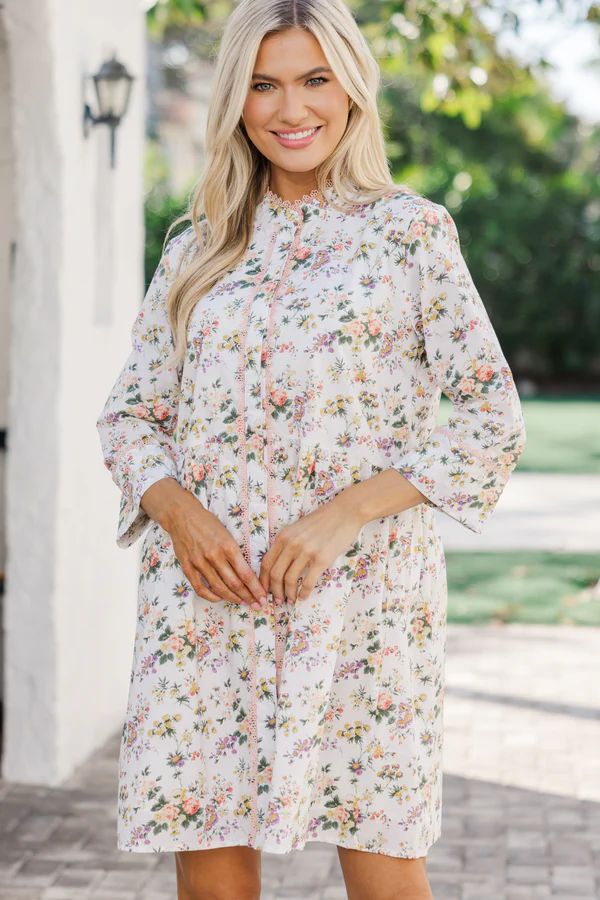 Believe In Yourself Ivory Ditsy Floral Dress