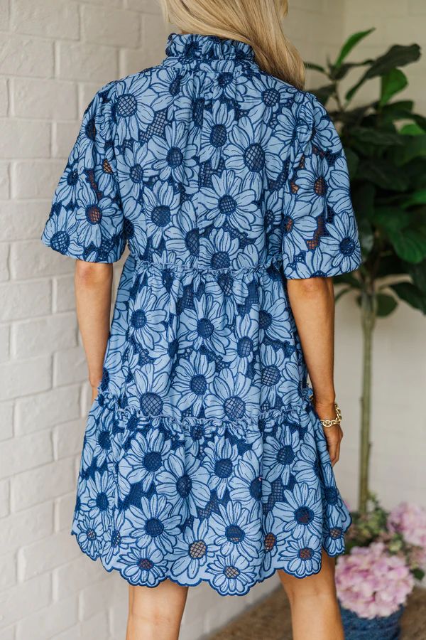 All The Best Navy Blue Eyelet Dress