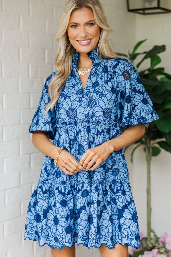 All The Best Navy Blue Eyelet Dress
