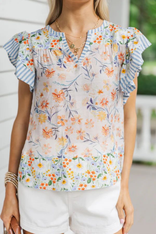 Looking Ahead Blue Floral Blouse Looking Ahead Blue Floral Blouse