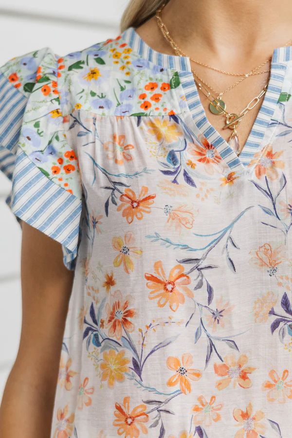 Looking Ahead Blue Floral Blouse Looking Ahead Blue Floral Blouse