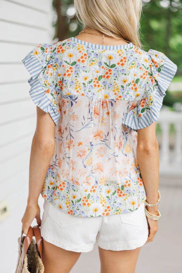 Looking Ahead Blue Floral Blouse Looking Ahead Blue Floral Blouse