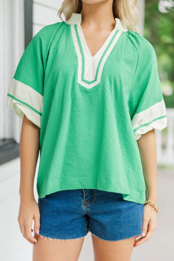 Worn With Wonder Green Colorblock Blouse