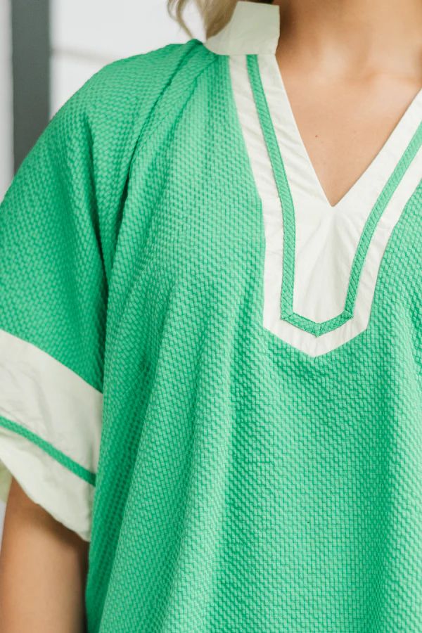 Worn With Wonder Green Colorblock Blouse