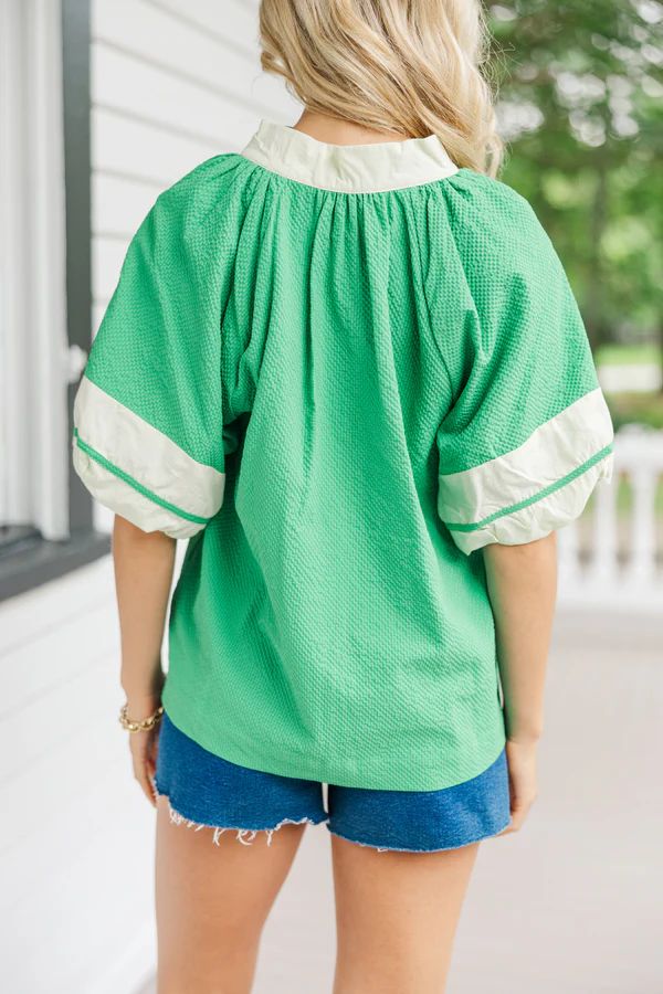 Worn With Wonder Green Colorblock Blouse