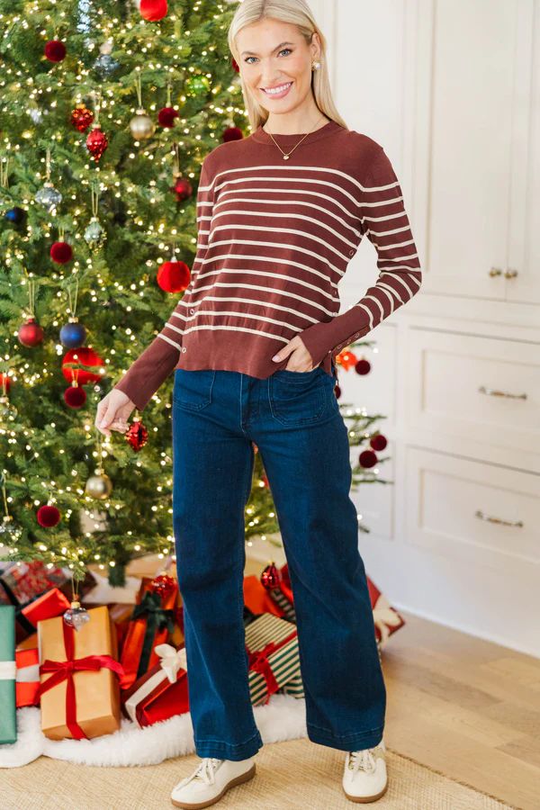 NURSING COLLECTION: Simple Truth Chocolate Brown Striped Sweater
