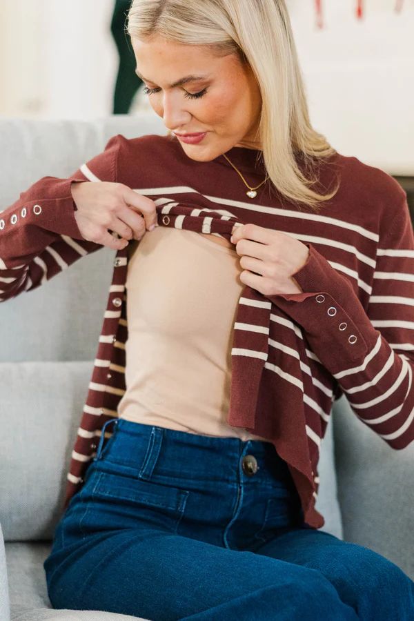 NURSING COLLECTION: Simple Truth Chocolate Brown Striped Sweater