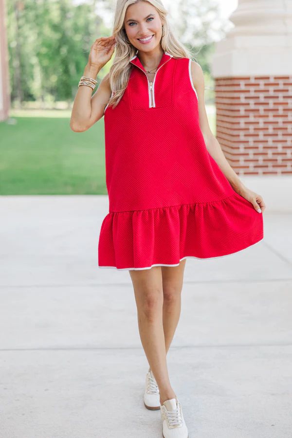 Say It All Red Textured Drop Waist Dress Say It All Red Textured Drop Waist Dress