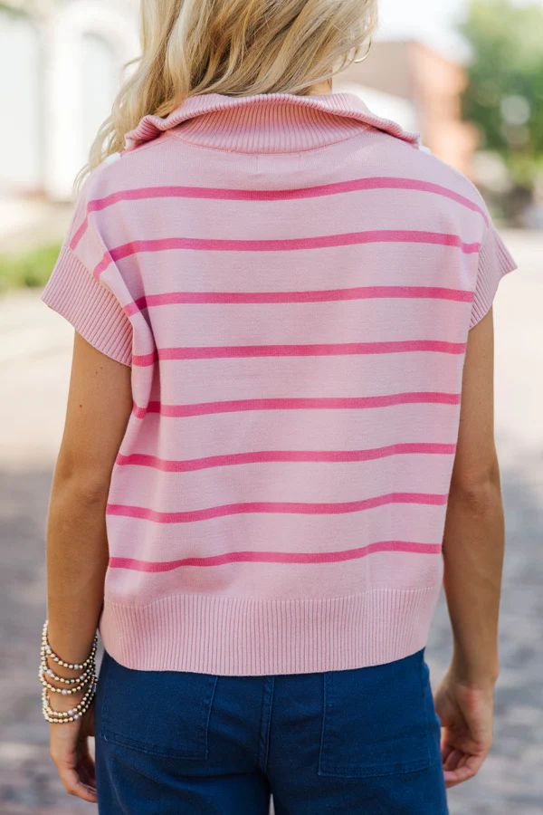 Care To Contrast Pink Striped Sweater