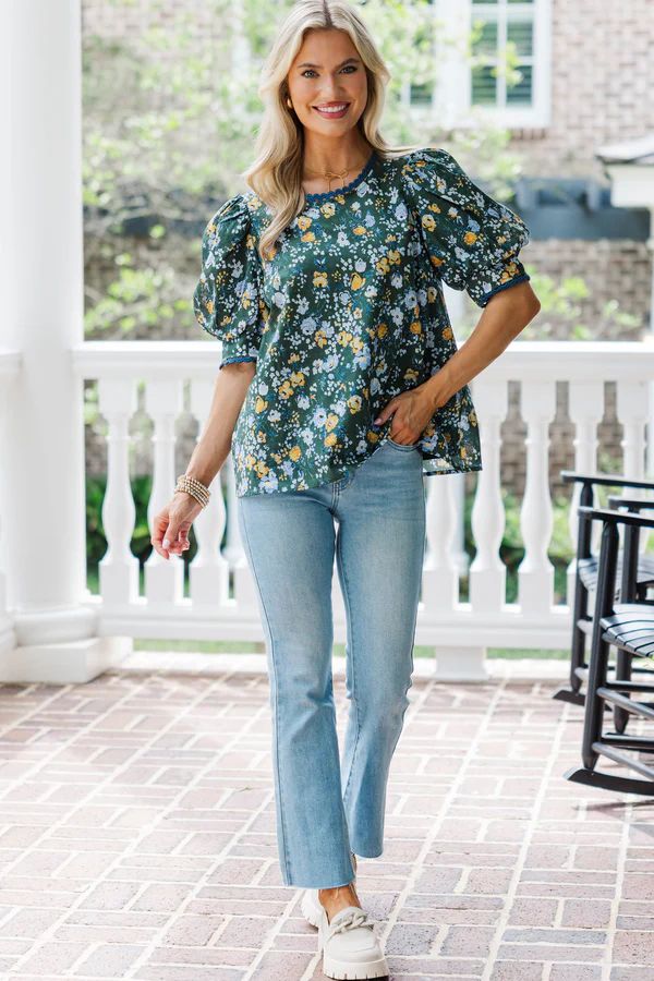 Love You True Green Floral Blouse