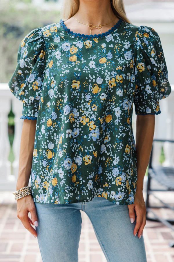 Love You True Green Floral Blouse