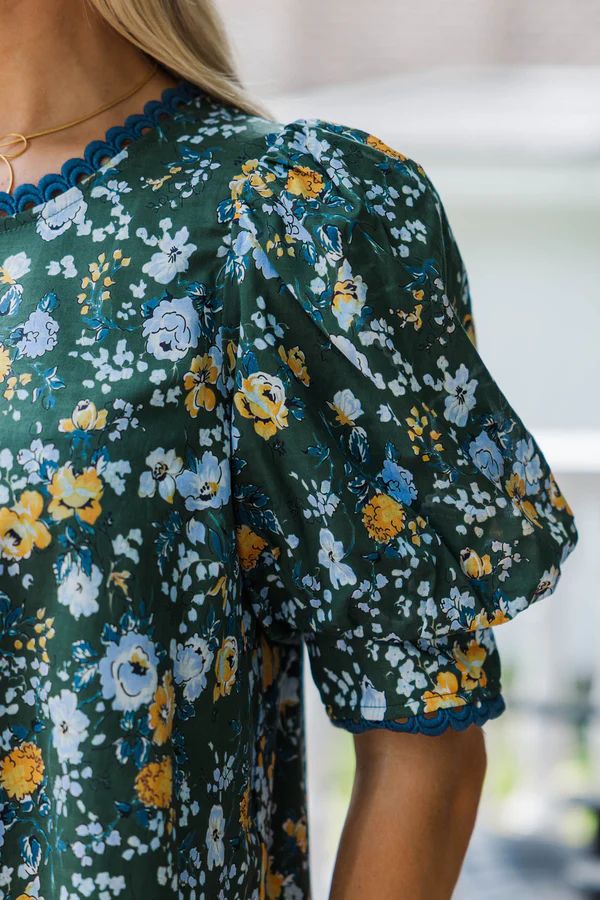 Love You True Green Floral Blouse