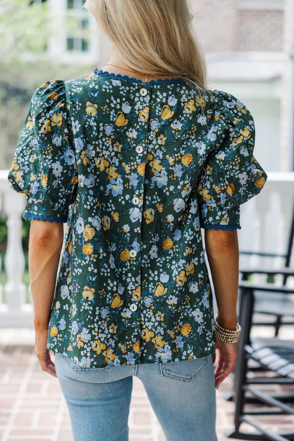 Love You True Green Floral Blouse