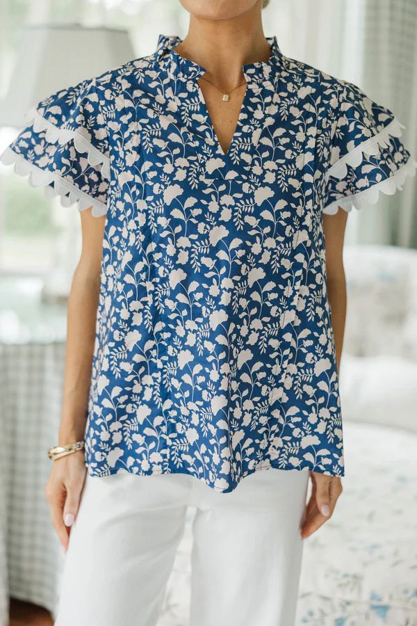 NURSING COLLECTION: Back To Good Navy Blue Floral Blouse NURSING COLLECTION: Back To Good Navy Blue Floral Blouse