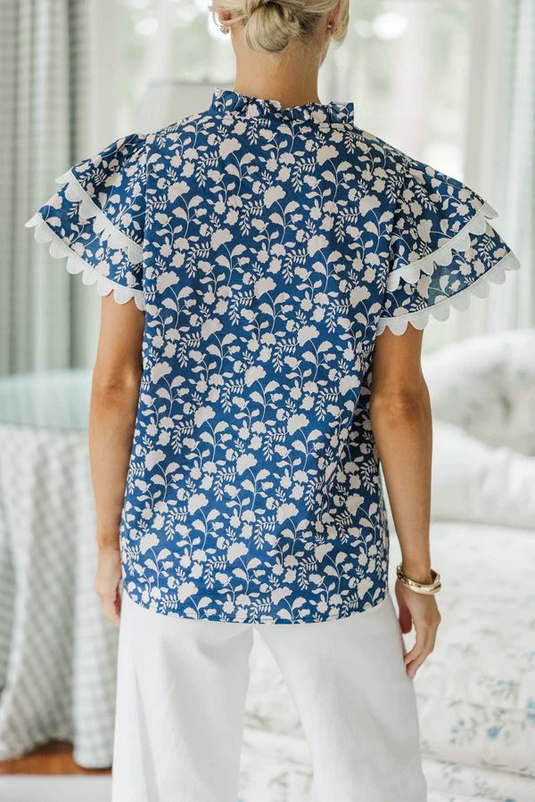 NURSING COLLECTION: Back To Good Navy Blue Floral Blouse NURSING COLLECTION: Back To Good Navy Blue Floral Blouse