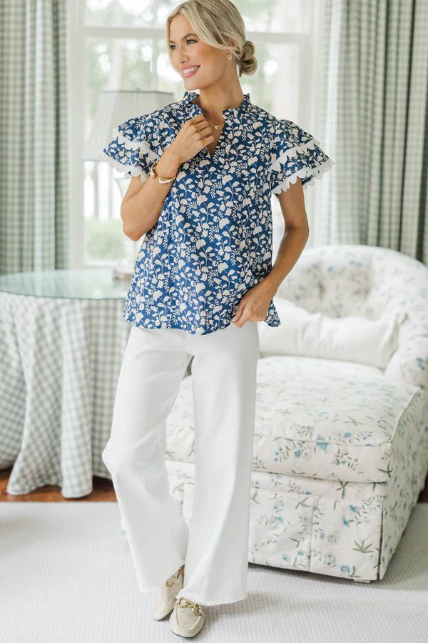 NURSING COLLECTION: Back To Good Navy Blue Floral Blouse NURSING COLLECTION: Back To Good Navy Blue Floral Blouse