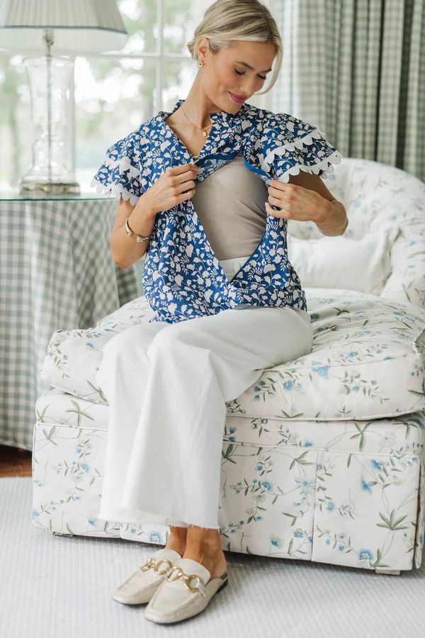 NURSING COLLECTION: Back To Good Navy Blue Floral Blouse NURSING COLLECTION: Back To Good Navy Blue Floral Blouse