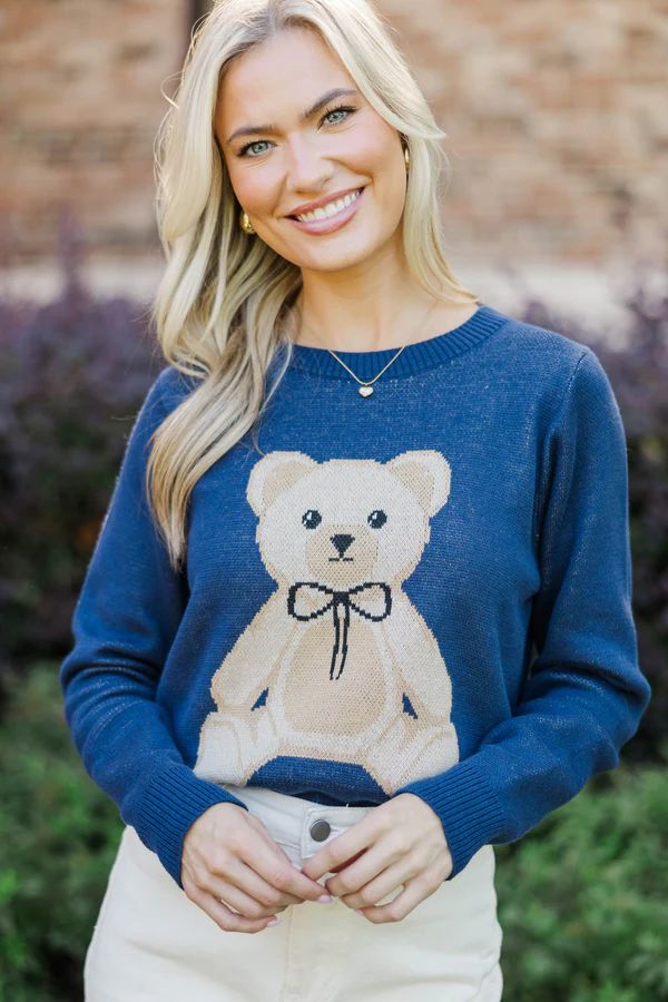 On Your Side Navy Bear Sweater