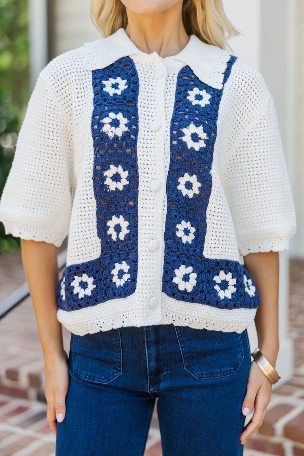 All Set To Shine Navy Floral Sweater