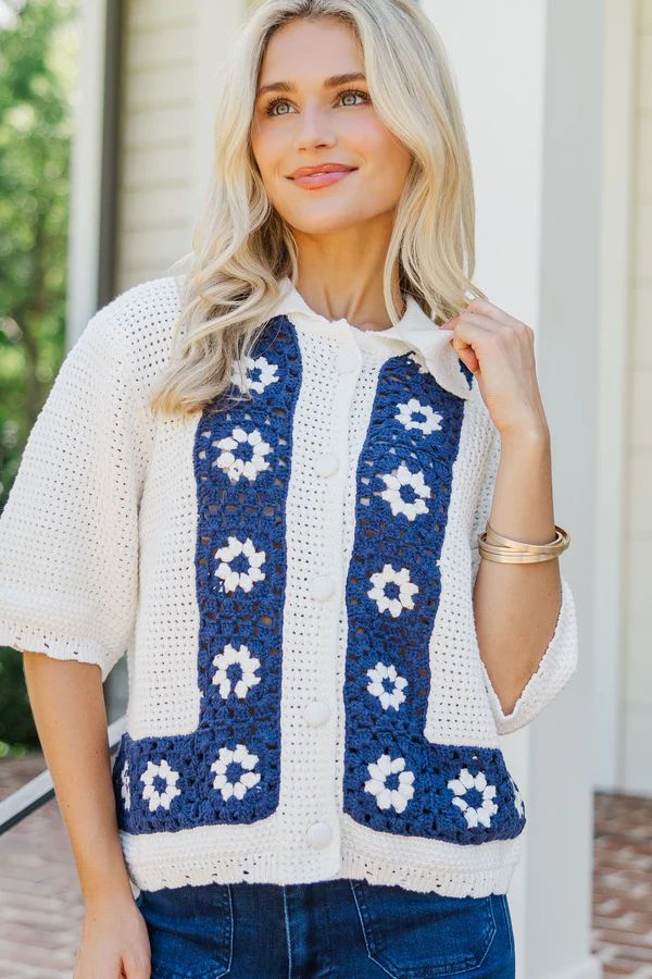 All Set To Shine Navy Floral Sweater