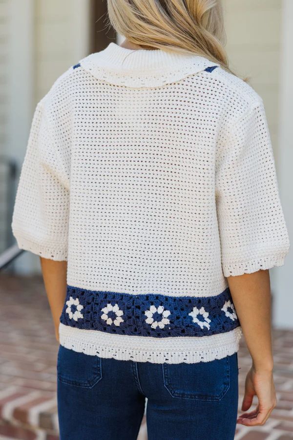 All Set To Shine Navy Floral Sweater