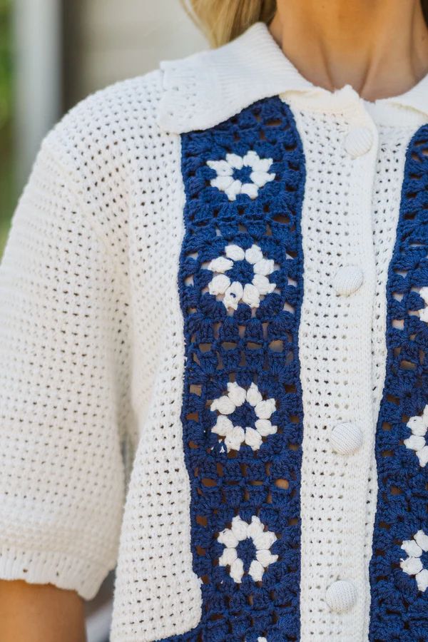 All Set To Shine Navy Floral Sweater