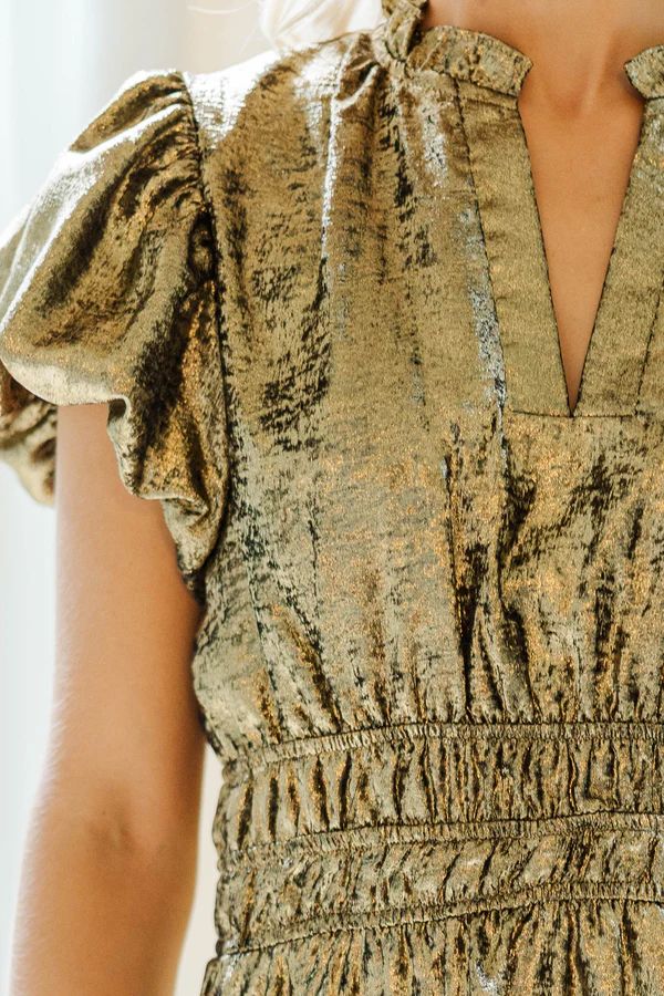 Let’s Get Going Gold Metallic Dress Let’s Get Going Gold Metallic Dress