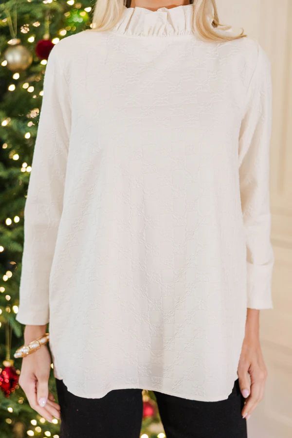 This Is It Cream Textured Blouse