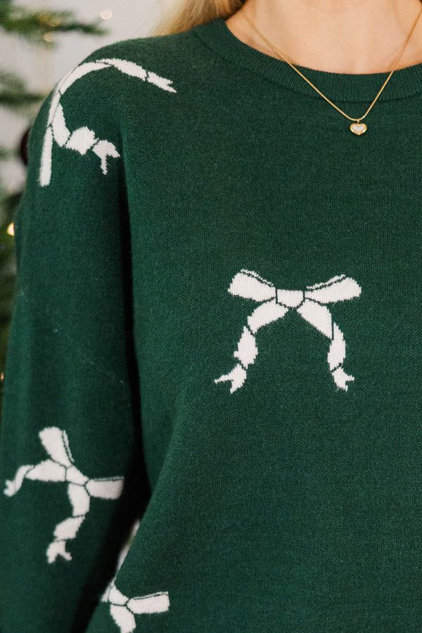 All Wrapped Up Emerald Green Bow Sweater