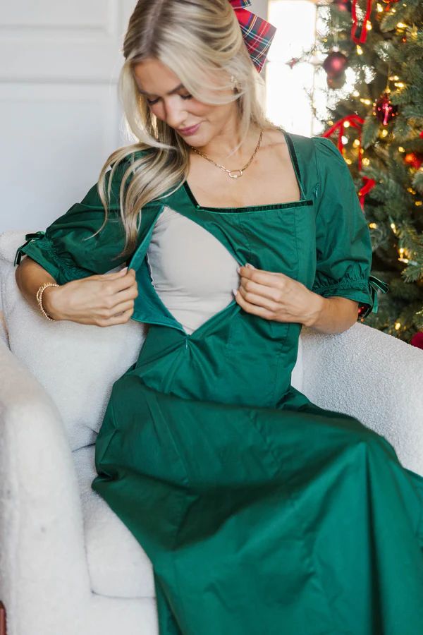 NURSING COLLECTION: Made To Love Emerald Midi Dress NURSING COLLECTION: Made To Love Emerald Midi Dress