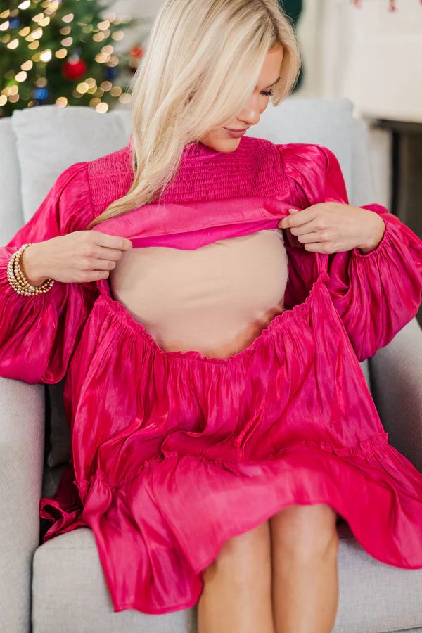 NURSING COLLECTION: Be Your Best Fuchsia Pink Taffeta Dress