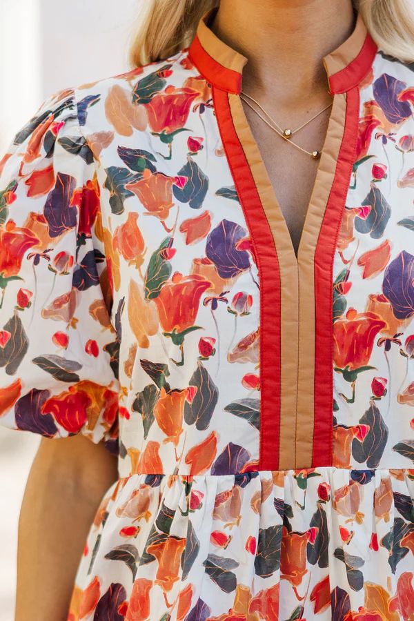 Why Not Now Rust Floral Dress