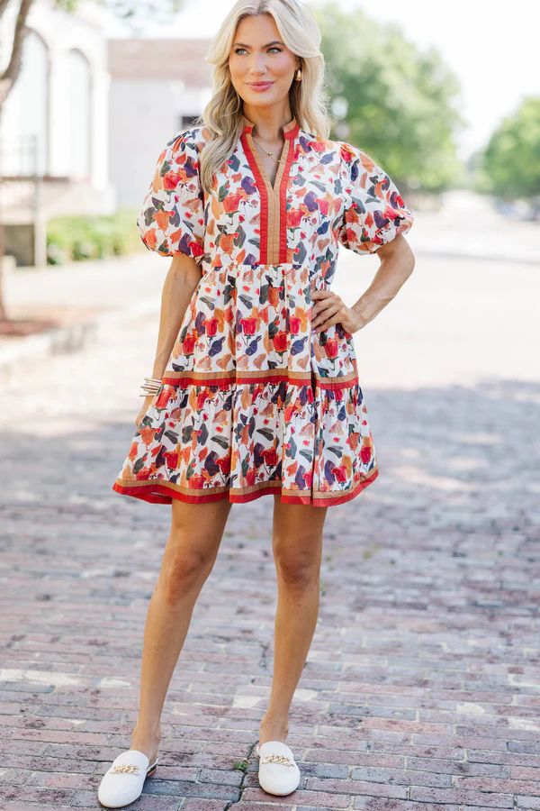 Why Not Now Rust Floral Dress