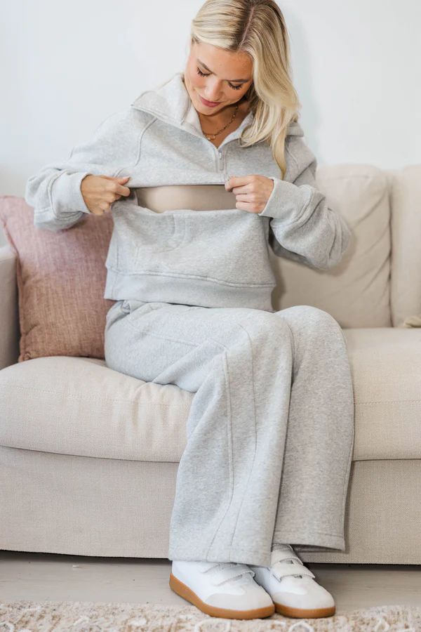 NURSING COLLECTION: Love In Every Layer Heather Gray Pullover NURSING COLLECTION: Love In Every Layer Heather Gray Pullover