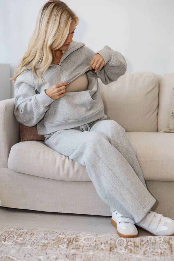 NURSING COLLECTION: Love In Every Layer Heather Gray Pullover NURSING COLLECTION: Love In Every Layer Heather Gray Pullover