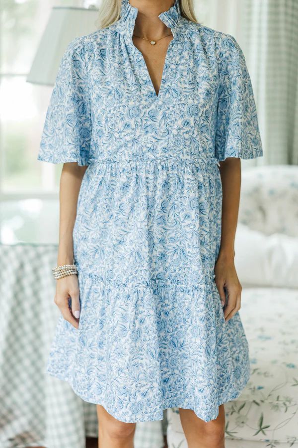 NURSING COLLECTION: Feeling Your Best Blue Toile Babydoll Dress NURSING COLLECTION: Feeling Your Best Blue Toile Babydoll Dress