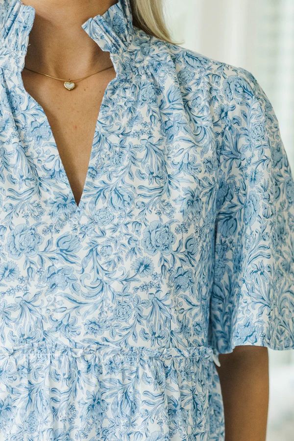 NURSING COLLECTION: Feeling Your Best Blue Toile Babydoll Dress NURSING COLLECTION: Feeling Your Best Blue Toile Babydoll Dress