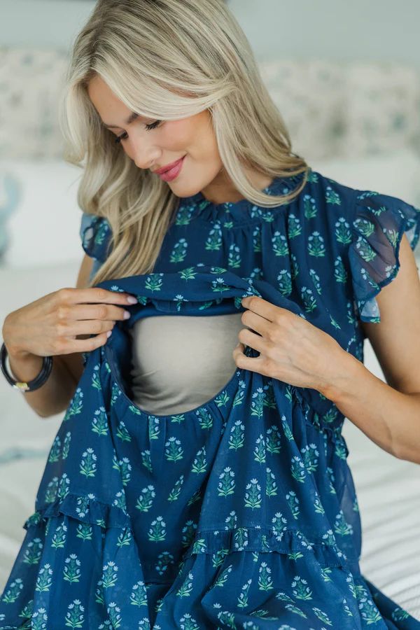 NURSING COLLECTION: What It Means Navy Medallion Dress NURSING COLLECTION: What It Means Navy Medallion Dress