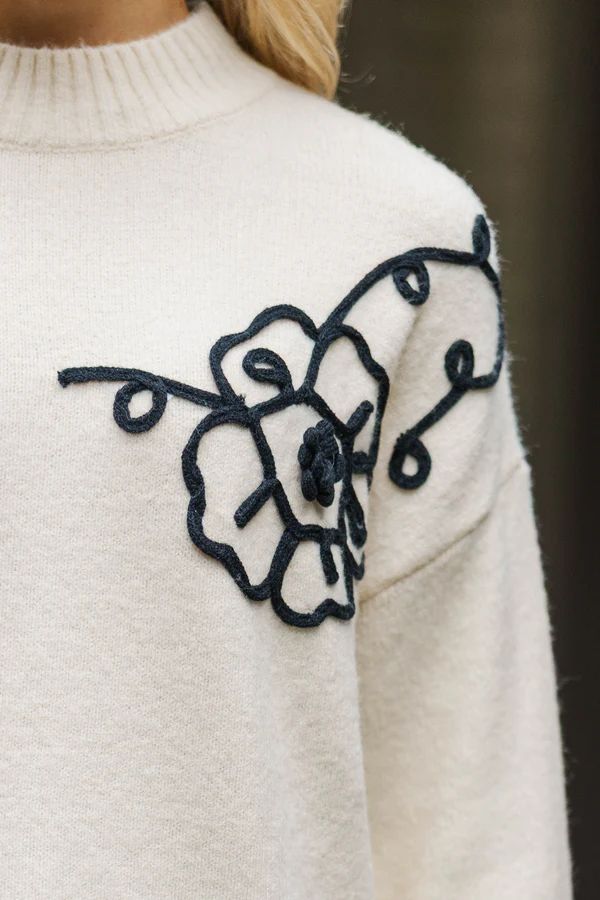 Instant Happiness Black Floral Embroidered Sweater Instant Happiness Black Floral Embroidered Sweater