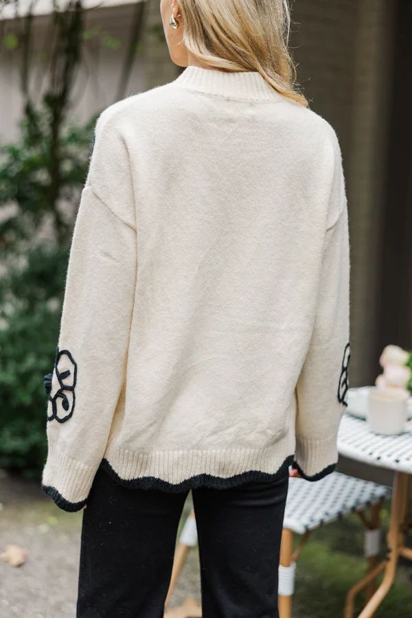 Instant Happiness Black Floral Embroidered Sweater Instant Happiness Black Floral Embroidered Sweater