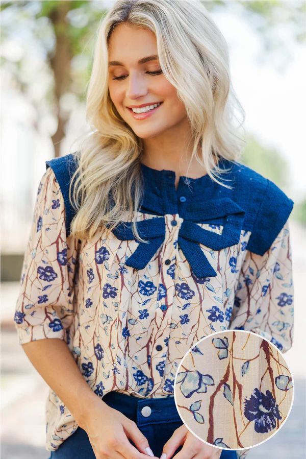 Sweet By Nature Navy Floral Blouse